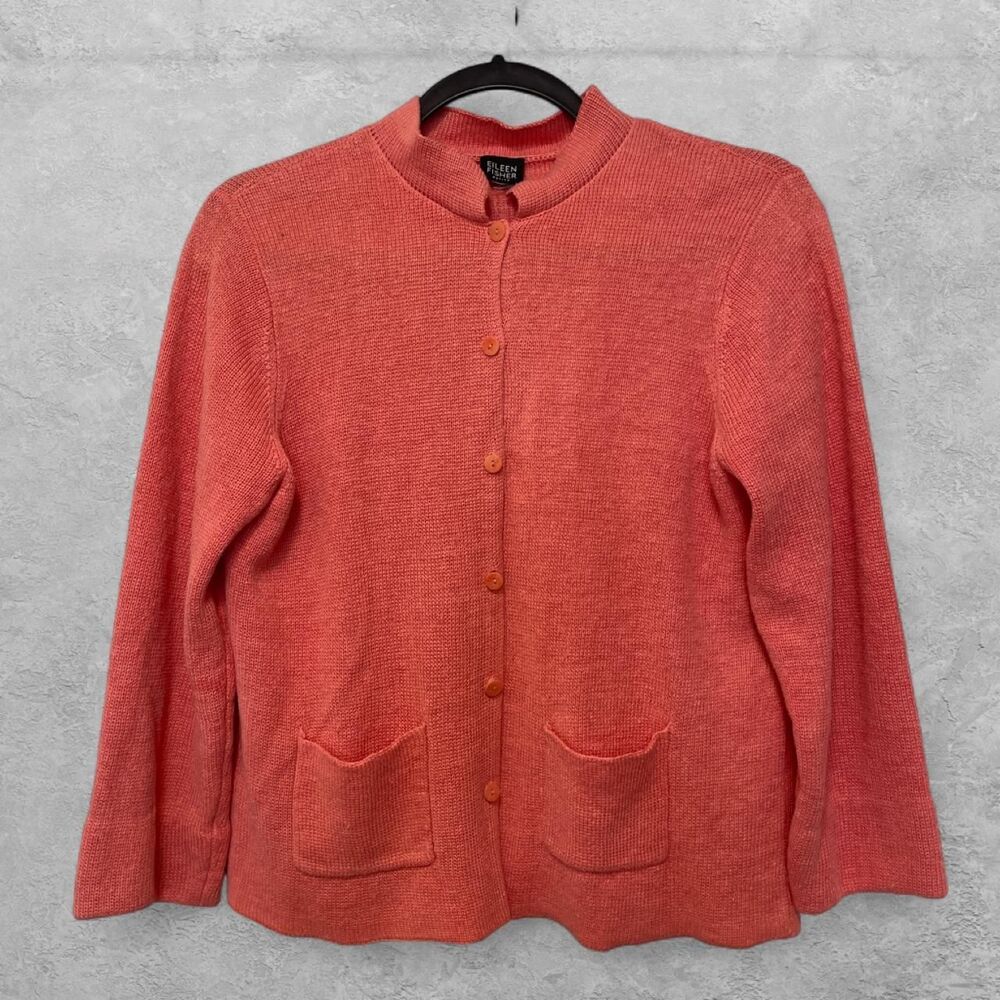 Eileen Fisher 100% Linen Knit Cardigan Pink SP